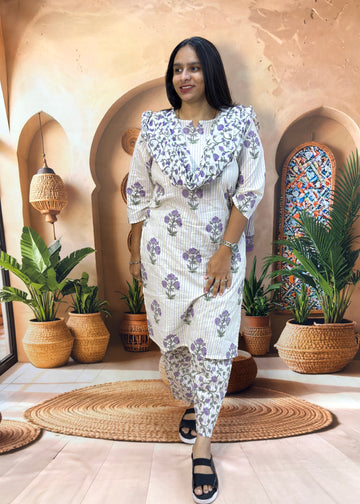 STRAIGHT KURTI PLAZO DUPATTA (PURE CAMRIC COTTON) (WITH WORK)