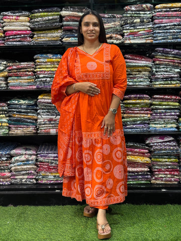 ROUND KURTI PENT DUPATTA (CAMRIC COTTON,WITH WORK)