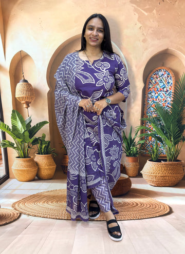 STRAIGHT KURTI PLAZO DUPATTA (PURE CAMRIC COTTON) (WITH WORK)