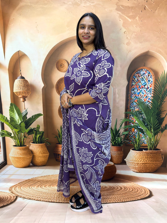 STRAIGHT KURTI PLAZO DUPATTA (PURE CAMRIC COTTON) (WITH WORK)