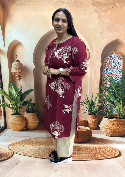 STRAIGHT KURTI (PURE CAMRIC COTTON)