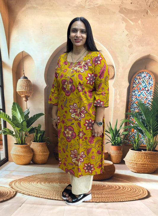 STRAIGHT KURTI (PURE CAMRIC COTTON)