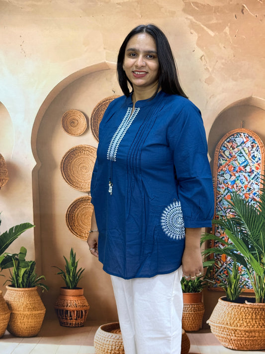 ALINE TUNIC (PURE CAMRIC COTTON , WITH WORK)