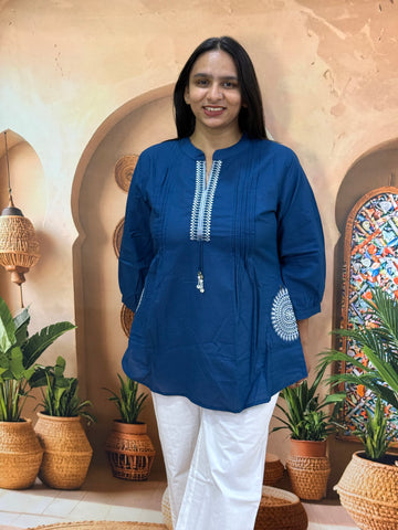 ALINE TUNIC (PURE CAMRIC COTTON , WITH WORK)