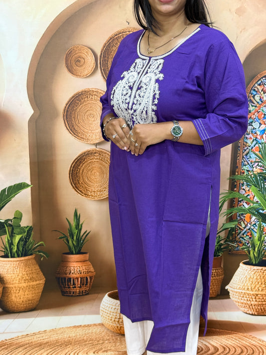 STRAIGHT KURTI (FLEX COTTON,WITH WORK)