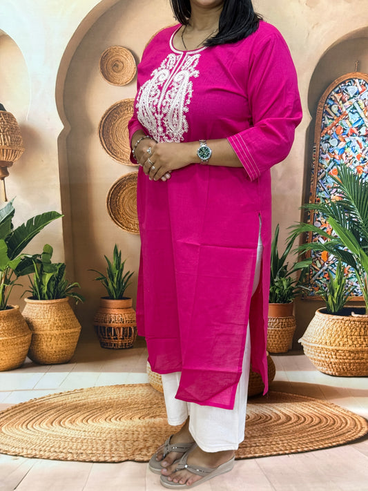 STRAIGHT KURTI (FLEX COTTON,WITH WORK)