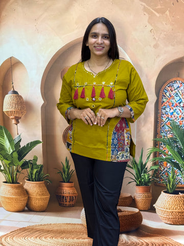 STRAIGHT TUNIC (DHABU COTTON WITH WORK)