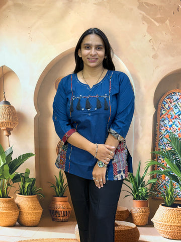 STRAIGHT TUNIC (DHABU COTTON WITH WORK)