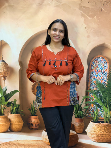 STRAIGHT TUNIC (DHABU COTTON WITH WORK)