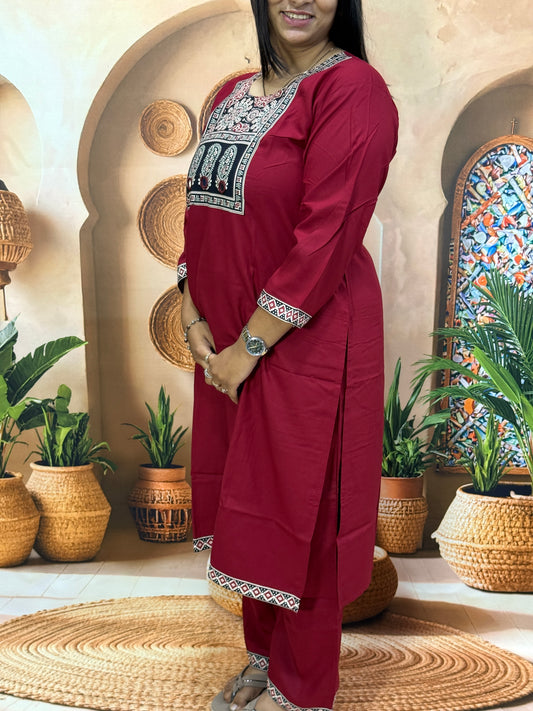 STRAIGHT KURTI PANT (HEAVY RAYON WITH WORK)