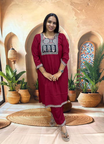 STRAIGHT KURTI PANT (HEAVY RAYON WITH WORK)