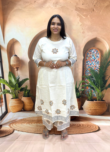 STRAIGHT KURTI PANT (DHABU COTTON,WITH WORK)