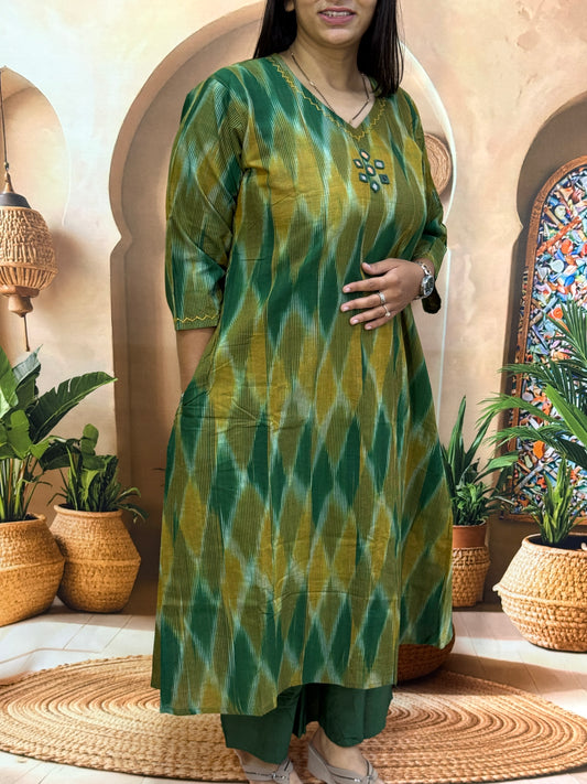 ALINE KURTI PLAZO (PURE COTTON,WITH WORK)