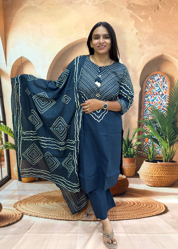 STRAIGHT KURTI PANT DUPATTA (FLEX COTTON WITH WORK)