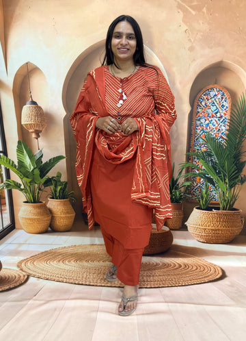 STRAIGHT KURTI PANT DUPATTA (FLEX COTTON WITH WORK)