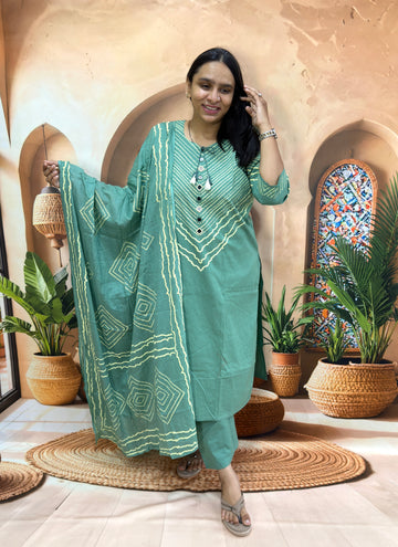 STRAIGHT KURTI PANT DUPATTA (FLEX COTTON WITH WORK)