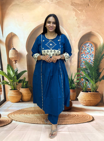 STRAIGHT KURTI PANT (DHABU COTTON,WITH WORK)