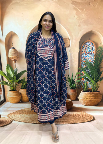 STRAIGHT KURTI PANT DUPATTA (FLEX COTTON WITH WORK)