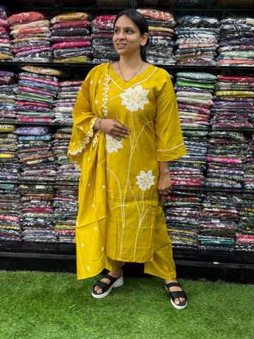 STRAIGHT KURTI PANT DUPATTA (ROMAN SILK(COTTON LINING),WITH WORK)
