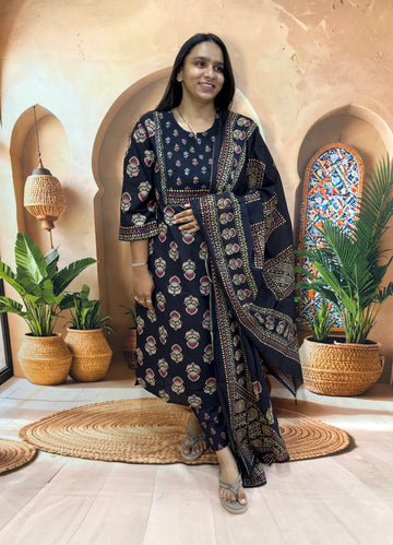 STRAIGHT KURTI PANT DUPATTA (PURE CAMRIC COTTON WITH WORK)