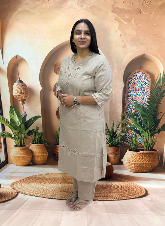 ALINE KURTI PLAZO (DHABU COTTON,WITH WORK)