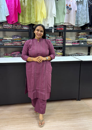 STRAIGHT KURTI PLAZO (DHABU COTTON WITH WORK)