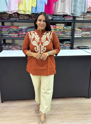 STRAIGHT TUNIC (DHABU COTTON WITH WORK)