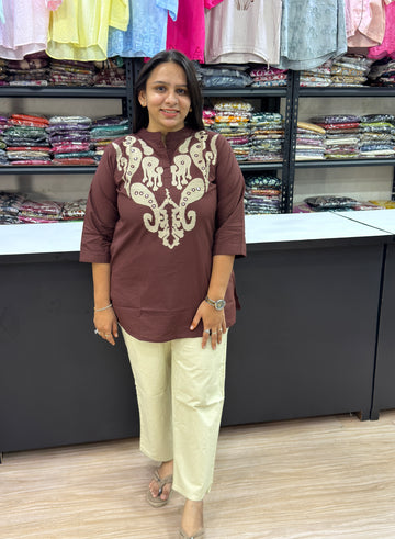 STRAIGHT TUNIC (DHABU COTTON WITH WORK)