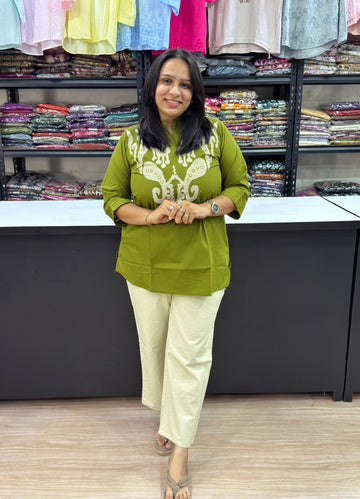 STRAIGHT TUNIC (DHABU COTTON WITH WORK)