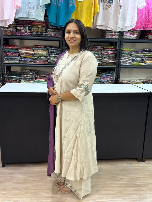 ALINE KURTI PLAZO DUPATTA (ROMAN SILK)