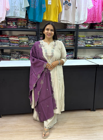 ALINE KURTI PLAZO DUPATTA (ROMAN SILK)