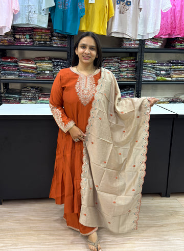 ALINE KURTI PLAZO DUPATTA (ROMAN SILK)