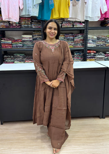 ALINE KURTI PLAZO DUPATTA (ROMAN SILK)
