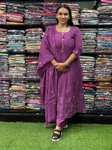 ALINE KURTI PENT DUPATTA (PURE SILK ,WITH WORK)