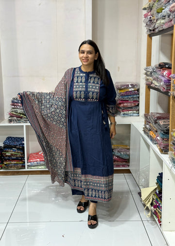 ROUND KURTI PANT DUPATTA (CAMRIC COTTON)
