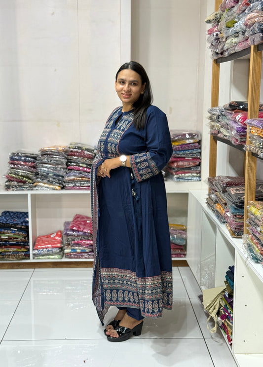 ROUND KURTI PANT DUPATTA (CAMRIC COTTON)