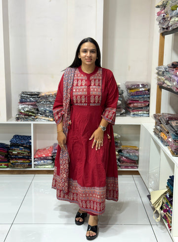 ROUND KURTI PANT DUPATTA (CAMRIC COTTON)