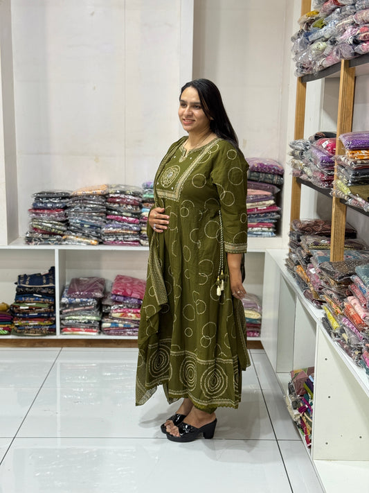 ROUND KURTI PLAZO DUPATTA (CAMRIC COTTON)