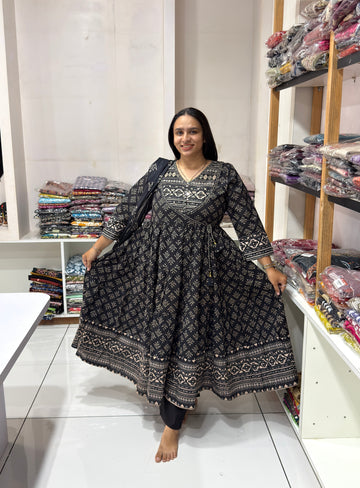 ROUND KURTI PANT DUPATTA (CAMRIC COTTON)