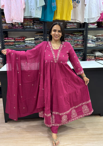 ROUND KURTI PANT DUPATTA (PURE COTTON)