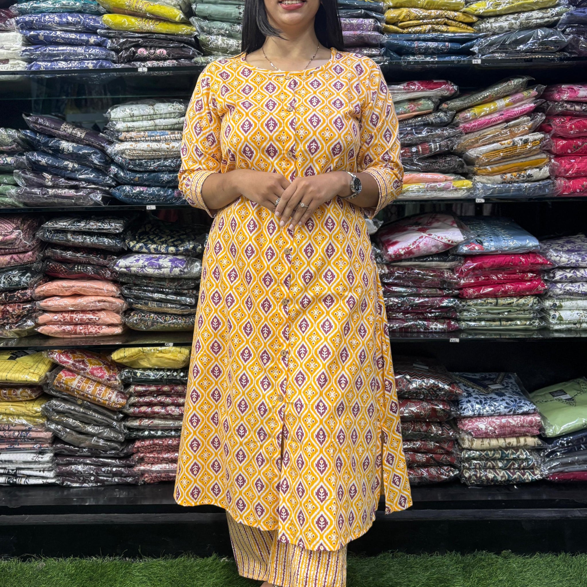 PURE COTTON ALINE KURTI WITH PLAZO