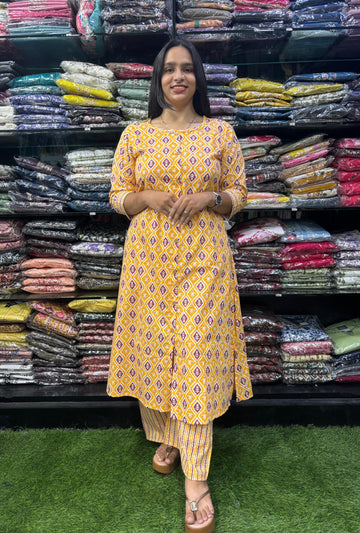 PURE COTTON ALINE KURTI WITH PLAZO